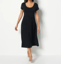 Encore by Idina Menzel Fit and Flare Dress- BLACK, PETITE LARGE - £19.66 GBP