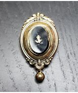 Biedermeier Antique 1840s 585/14K Foam Gold Onyx with Seed Pearl Brooch ... - $7,401.29 MXN