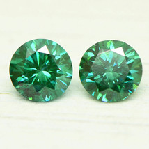 Matched Pair Diamond Fancy Green Color Loose Round Shape Enhanced 0.61 TCW SI1/2 - £301.13 GBP