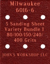 Milwaukee 6016-6 - 80/100/150/240/400 Grits - 5 Sandpaper Variety Bundle I - £4.00 GBP