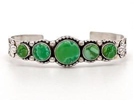 Navajo Emerald Valley Turquoise 5-Stone Bracelet, Sterling Silver Cuff, s6.25 - £565.82 GBP
