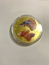 Lucky  &amp; Gift Coloured  Coin “  Beautiful Gold Fish“ 40mm Big Coin  with... - $4.17