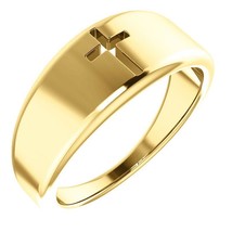 Authenticity Guarantee 
14k Yellow Gold Pierced Cross Ring - £781.41 GBP+