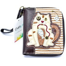 Chala Handbags Faux Leather Gen II Cat Brown Stripe Zip Around Wristlet Wallet - £30.15 GBP