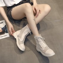 Summer Breathable Mesh Ankle Boots for Women Fashion Black Beige Lace Up Casual  - £40.39 GBP