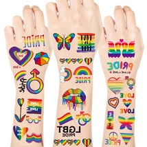 Rainbow Temporary Tattoo Stickers Pride Day LGBT Gay Tattoos Love Heart Peace Wa - £14.45 GBP
