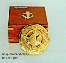 Nautical 3&quot;brass sundial Gilbert sons compass with wooden box - £33.40 GBP