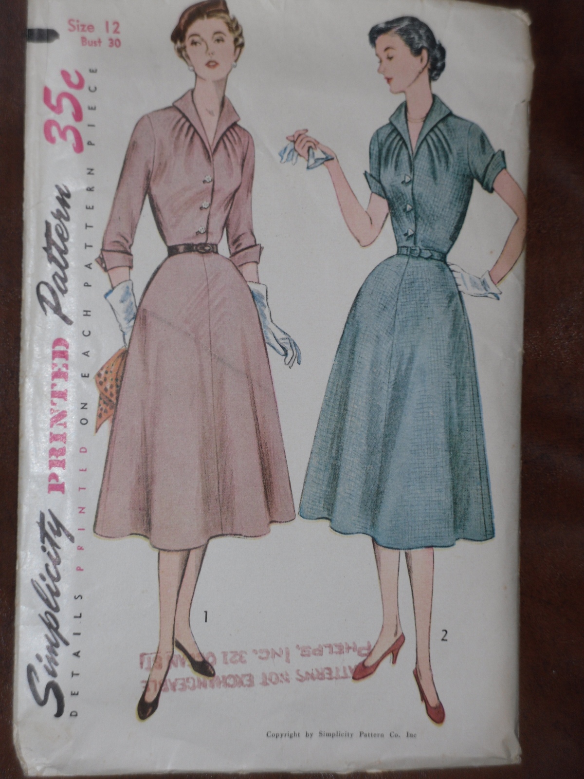 Simplicity Printed Pattern 3950 Misses' Tailored Dress Size 12 Vintage 1950's - £12.54 GBP