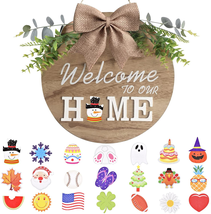 Interchangeable Welcome Home Sign, Seasonal Front Porch Door Decor with ... - £25.64 GBP