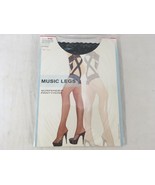 New Music Legs 7810Q BLACK One Piece Garterbelt Sheer Lace Top Stockings - $9.30