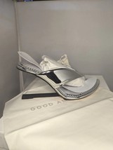 Good American Clear Wedge Sandals Silver Women Sz 7 Neoprene  Cinderella Slipper - £94.42 GBP