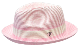 Men's Bently Semi Crushable Fedora Briad Straw Hat Dante DA220 Pink/White image 2