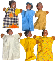 Hazelle African American Family Hand Puppet Rubber Head Cloth Body Lot of 6 - $24.75