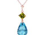Galaxy Gold GG 14K Solid Rose Gold Natural Peridot and Blue Topaz Pendan... - $599.93