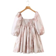 Organza  Mini Dresses for Women 2023 Half Sleeve Sweet Square Neck Linen Tulle D - £95.24 GBP