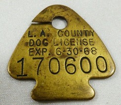 Vintage prior 1968 metal  Dog Tag Pendant Charm L.A. County California - £11.74 GBP