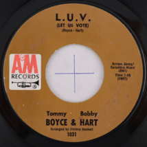 Boyce &amp; Hart – L.U.V. - 1969 - 45 rpm Vinyl 7&quot; Single A&amp;M Records – 1031 Δ74818 - £8.94 GBP