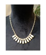 Women Gold Statement Necklace White Crystal Rhinestone Elegant Fashion J... - $35.05 CAD