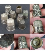 vintage antique sterling 925 thimble lot x8 Taxco village scene ESTATE SALE - $2,236.60 MXN
