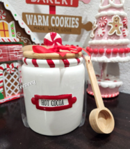 Christmas Peppermint Hot Cocoa Ceramic Canister Cellar &amp; Spoon NEW - $36.62