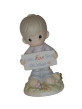 Enesco Precious Moments I Will Love You All Ways Boy with Sign Figurine ... - £7.73 GBP