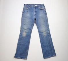 Vintage 70s Streetwear Mens 34x34 Distressed Flared Wide Leg Denim Jeans USA - £52.45 GBP