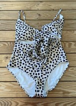 Aerie NWT $59.95 Women’s Tie Front one piece swimsuit size L Black white... - £23.66 GBP
