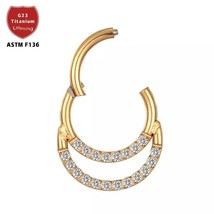 Fashion Ladies ASTM F136 Titanium Double Open Stacked Septum Clicker With CZ 16G - £10.47 GBP