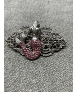 Silver Tone Ornate Mermaid Hair Clip Pink Rhinestones Fashion Jewelry KG - £11.15 GBP