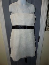 Watters &amp; Watters Ivory W/Black Ribbon Flower Girl Dress Size 8 Girl&#39;s EUC - £47.45 GBP
