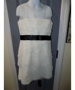 Watters &amp; Watters Ivory W/Black Ribbon Flower Girl Dress Size 8 Girl&#39;s EUC - £45.81 GBP