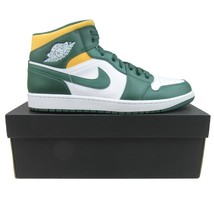 Air Jordan 1 Mid “Sonics” Shoes Men&#39;s Size 12 Noble Green Yellow NEW 554724-371 - £119.86 GBP