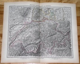 1882 Original Antique Map Of Switzerland / Alps / Southern Germany Bavaria - £21.96 GBP