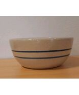 VTG Marshall Pottery Tan, Light Blue &amp; Cobalt Striped Bowl Signed Jesus ... - $29.99