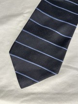Vintage Tommy Hilfiger Tie Blue 2 Tone Striped 100% Silk USA Made - $10.00