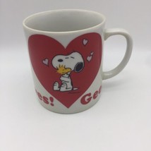  Peanuts  Snoopy  Woodstock Schulz Gee Somebody Cares Coffee Cup Mug 1965 - £7.91 GBP