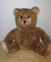 vintage kamar plush light brown w/ tan face teddy bear seated korea orange eyes  - £13.87 GBP