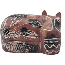 Vtg Genuine Hand-Carved Hippo Soapstone Jewelry Trinket Box Made in Kenya READ* - £12.69 GBP