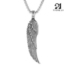 Silver Angel Wing Feather Pendant Necklace Men Women Stainless Steel Chain 24&quot; - £9.73 GBP