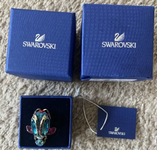 Primary image for AUTHENTIC SWAN SIGNED SWAROVSKI TRANSLUCENT BEETLE RING SIZE 52 1181261
