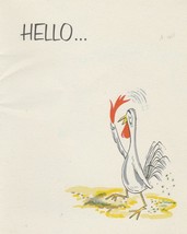 Vintage Greeting Card Stationery Chicken Waving Blank Inside 1950&#39;s - $6.92