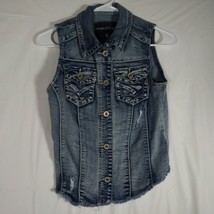 Maurices Womens Jean Vest Size S Distressed  - $25.59