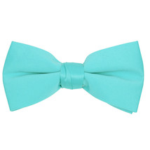 Boy&#39;s Poly Satin Clip On Bow Ties - Turquoise - $6.92
