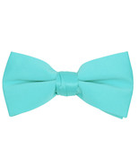Boy&#39;s Poly Satin Clip On Bow Ties - Turquoise - £5.45 GBP