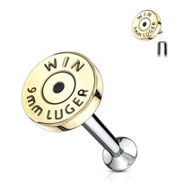 Bullet Back Casing Labret Monroe Helix Tragus 16g (1.2mm) 316L Steel Gold Pewter - £5.63 GBP