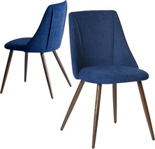 Furniturer Dining Chairs Set Of 2, Upholstered Side Chairs Fabric, Dark Blue - $107.92