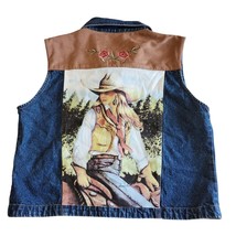 Vintage Doreman Burns Cowgirl Denim Vest Large Western Rodeo Art to Wear - £46.08 GBP