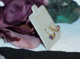 10K .30ct Amethyst Oval earrings Lever Back dangle Yellow Gold Dainty Teen New - £109.60 GBP