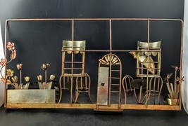 c.1970s Metal Wire Sculpture Copper Cafe/Bar/Bistro Scene, Hong Kong 19&quot;... - $844.69 MXN
