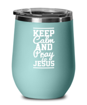 Keep Calm and Pray to Jesus, teal drinkware metal glass. Model 60063  - £21.57 GBP